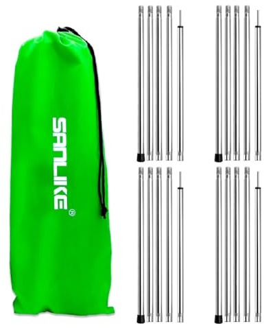 SAN LIKE Zeltstangen Teleskop 200cm, Zeltstange Teleskopstange für Zelte Camping Tarps Sonnensegel Campingplanen, Tarpstange Teleskop aus Edelstahl Ersatz Stützstangen Vorzelte Teleskopierbar 4er-Set