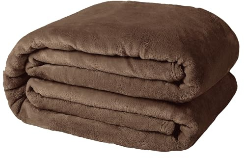 Casabella Deluxe Soft Faux Fur Mink Fleece Throw Blanket-200X240 CM, Sofa Throws, Cozy Warm Blanket Throw for Bed, Settees, King Chocolate Fleece Blankets