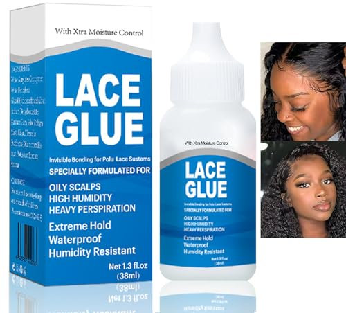 Professional Lace Wig Glue, Invisible Waterproof Bonding Glue, Adhesive Hair Glue For Wigs, Strong Hold Invisible Wig Glue Lace Front, Hair Extension Glue For Lace Hairpiece Wig Toupee 38ml