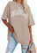 Ebifin Oversize T Shirt Damen Vintage Kurzärmeliges Rundhals Los Angeles Oberteile Tops Casual Lockere Basic Sommer Tee Shirts Bluse.Khaki.M