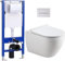 Hänge WC Toiletten mit Unterputz Spülkasten, Toilette und Vorwandelement WC Komplettset, Glänzende Chromfarbe Betätigungsplatte, Wand WC mit Soft-Close UF Deckel, WC Doppelloch-Superspin-Spülung