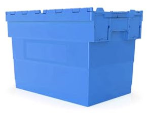 HomeHQ 80L Attached Lid Container, Plastic Box with Lid, Plastic Storage Box Container Crate Tote, Attached Lid Box (600x400x416mm) (BLUE)