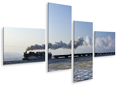 islandburner Prime Bild auf Leinwand Dampfzug Vintage Retro Lokomotive Dampflok Bilder Wandbilder Poster