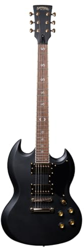 Santana Draco Standard DB - Elektrische guitarre, SG-Model, 2 x Hot PAF Humbucker, Dark Black