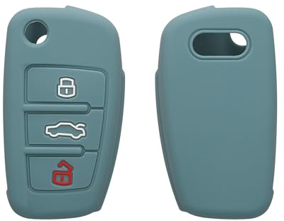 kwmobile Autoschlüssel Silikon Hülle kompatibel mit Audi 3-Tasten Klappschlüssel - Schlüsselhülle in Arctic Night