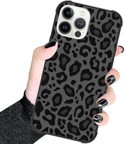 UZEUZA Case Compatible with iPhone 13 Pro Max 6.7 inch, Black Leopard Colorful Heart Cute Elephant Design Tires Aesthetic Slim Cover Shockproof TPU Case for iPhone 13 Pro Max(2021)