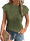 Gemulate Ladies Tops t-Shirt Round Neck Short Sleeve Summer Tunic Tops Womens Casual Knit tee Shirts Office Blouses Jungle Green M