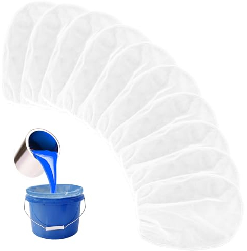 Paint Strainer Bag, 1 Gallon Paint Filter Strainer with Elastic Drawstring, Nylon Mesh Filter White Fine Mesh Bag for Paint Gardening, 10 Pack