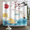 SDOTPMT 150x180cm Rideau de Douche Japonais océan Mont Fuji Rouge Soleil Sakura Grue Blanche Asie Japon Traditionnel Ukiyo - e Art avec Crochet Rideau de Douche