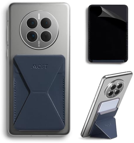 MOFT Kartenhalter Handy Ständer, Unsichtbare Selbstklebende Kartenhalter Portemonnaie, Veganes Leder Stick On Karten Portemonnaie für iPhone Android Smartphones (Navy Blue)