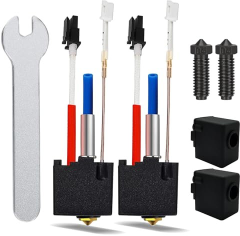HIKUDIY 2PCS V5 J-Head Druckkopf Hotend mit 2PCS 0.4mm gehärteten Stahldüsen und 2PCS Silikon Socken für Anycbic Kobra 2/Kobra 2 Plus/Kobra 2 Max/Kobra 2 Pro/Kobra 2 Neo High Speed 3D Drucker