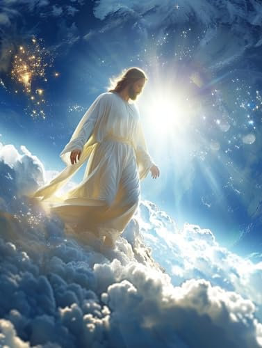 Ginfonr 5D DIY Diamond Art Painting Jesus by Number Kits Full Drill for Adults, Paint with Diamonds Art Gott Cross Stitch Embroidery Rhinestone Craft for Home Wall Decor 12x16 Inch
