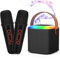 Mamowla Karaoke Mikrofon Kinder mit 2 Drahtlosen Mikrofonen, Mini Karaoke Maschine Bluetooth, Karaoke Maschine Kinder mit Stimmeffekten & LED-Lichtern für 4 5 6 7 8+ Mädchen/Jungen, Schwarz
