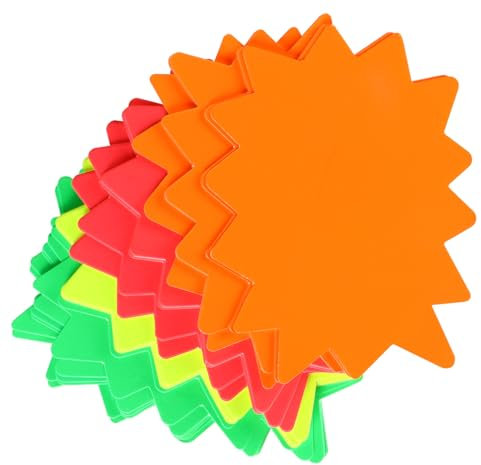 Aruicheng Preisschilder 40 Stück Fluoreszierende Starburst Zeichen Blanko Preisetiketten Price Tags für Einzelhandelsgeschäft, Geschäft, Supermärkten Party Favors, 11 x 8.5 cm