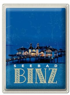 FEMER Targa in metallo da viaggio, 30 x 40 cm, Binz Seebad Casa Mare Sera Vacanze