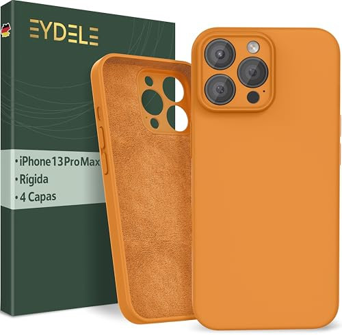 EYDELE Quadrupla Protezione per iPhone 13 Pro Max - Case Rigido | Fodera in Microfibra | Custodia Silicone Anti Impronta - Cover Albicocca