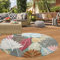 Teppich-Traum In-und Outdoor Teppich Garten Terrasse wetterbeständig pflegeleicht Pflanzenmuster Hoch Tief Design türkis bunt 160 cm Rund