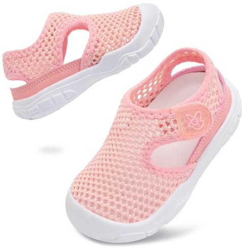 JIASUQI Toddler Sandals Boys Girls Wid Barefoot Water Sandals Kid Lightweight Water Shoes for Beach Swim(Pink 25, UK Size 9)