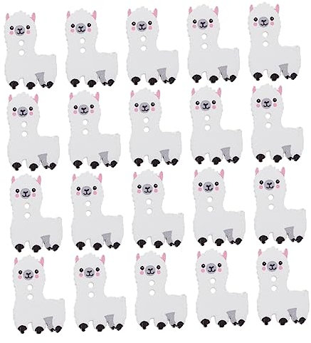 TOPPERFUN 100 Stück Holzknöpfe Alpaka Motiv 2.5 X 1.6 Cm Dekorative Knöpfe Aus Holz Für Nähen Basteln Und Diy Kleidung Zubehör