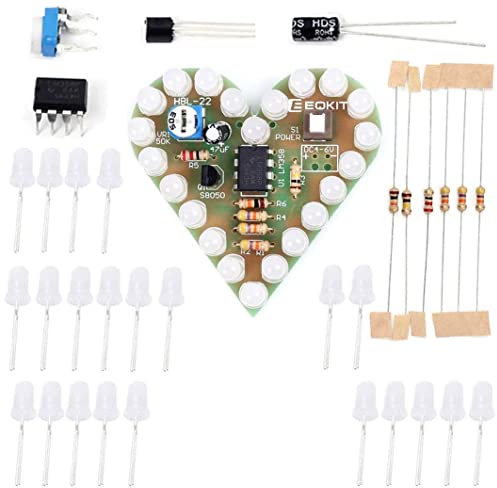 Kit d'entraînement en soudage avec une respiration à LED, Projet électronique de bricolage en forme de cœur pour les débutants, blanc