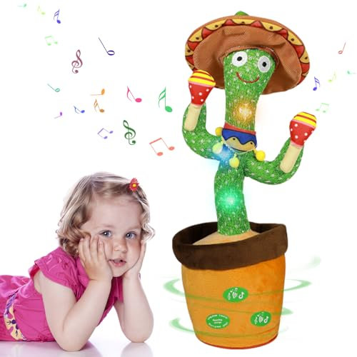 MeHoo Cactus Che Balla e Ripete con Funzione di Controllo Del Volume, Bambola di Peluche Leggera Ripetere ciò Che Si dice Baby Incoraggiare la Parola Giocattoli Regali e Decorazione Della Casa