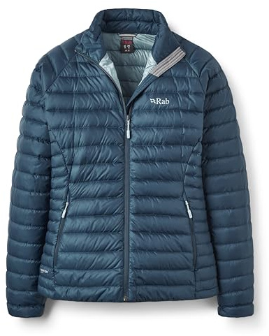 Rab Women's Microlight Jacket - Down Insulated Coat for Trekking, Climbing, & Skiing - Tempest Blue - X-Large