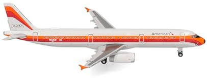 Herpa Modellflugzeug American Airlines Airbus A321 - PSA Heritage Livery Miniatur im Maßstab 1:500, Sammlerstück, Flugzeug Modell ohne Standfuß, Metall, Orange, Weiß