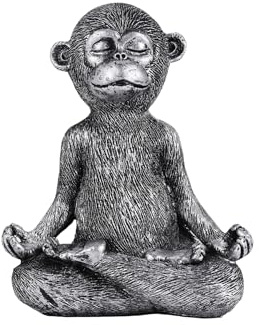 NONDK Meditating Monkey Statue Resin Yoga Buddha Figurine Home Decorative Sculptures for Patio Living Room Yard Outdoor