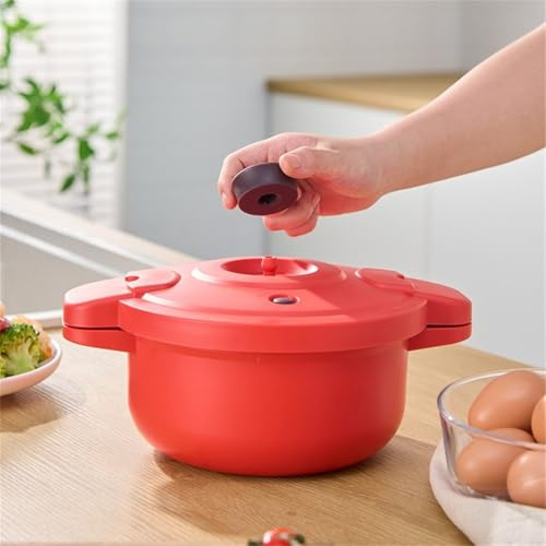 ZYNCUE Cocotte minute pour micro-ondes 27,5 x 14 cm multifonction avec fonction vapeur pour riz, pâtes, légumes, rouge