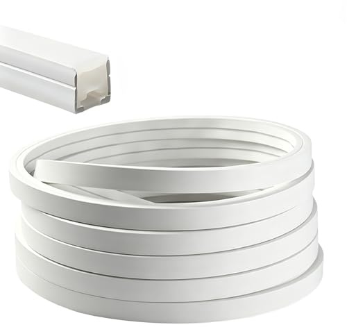 BUERPINKING Led Profil Weiß Silikon, Flexibles Led Schiene für Akustikpaneele mit Endkappen & Montageclips, Wasserdicht Led Akustikpaneele für Homogene Neonlicht, 12×14mm