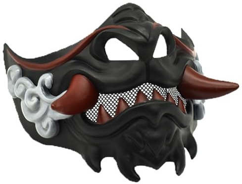 Onchdbfhuu Samurai Maske Halbgesicht Japanische Maske Halloween Party Tragendekoration für Maskerade Accessoires Spielzeug