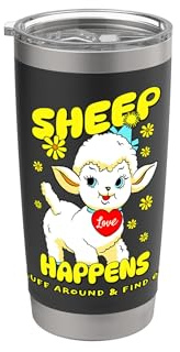 Kitschy Sheep Happens Fluff Around & Findet Tierfreunde heraus Doppelwandiger Edelstahl-Thermobecher