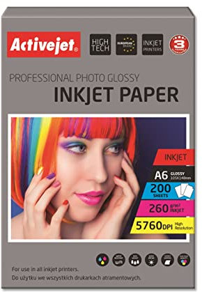 Activejet Photopapier - A6 AP6-260GR200 200 Blatt, 260g/m²