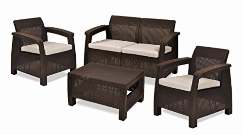 Keter Set Corfu Lounge Gartenmöbel, Braun, 76 x 170 x 58 cm