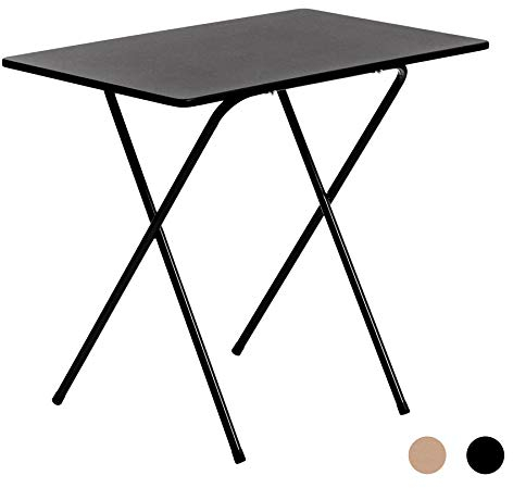 Harbour Housewares 80cm Wooden Folding Computer Desk - Black Frame, Black Top - Laptop Notebook Table PC for Writing Study Office Bedroom & Gaming