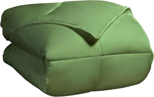 Superior Classic All-Season Reversible Down Alternative Comforter, Comfy, Fluffy, Cozy, Lightweight, Decorative, Duvet Insert, Plush, Oversized Bedding Essential, Box Quilt Design, Twin, Terrace Green