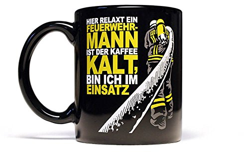 Feuerwehrmann Porzellan Becher - Ist der Kaffee kalt bin ich im Einsatz - 300 ml Heißgetränk Tasse für Fans von retten löschen bergen schützen