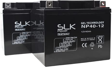 SLK Power Mobility Scooter Gel Battery Pair of 2 x 12v 40ah Reliable And long Lasting Replacement Batteries For Electric Scooters And Wheelchairs