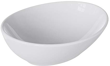 doporro Waschbecken oval Aufsatzwaschbecken Glänzend Weiß Waschschale aus Keramik Handwaschbecken für das Badezimmer und Gäste-WC Nano-Versiegelung Brüssel205