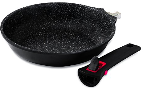 Baumalu 383603 Poêle à Frire 32 cm Granit Pro, Aluminium Forgé, Noir, 32 cm, 37, 5 x 34 x 7 cm