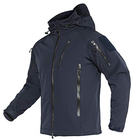 TACVASEN Herren Softshell Jacket Winterjacke Gefütterte Outdoorjacke Wanderjacke Warme Wasserdichte Jacke (L, Marineblau)