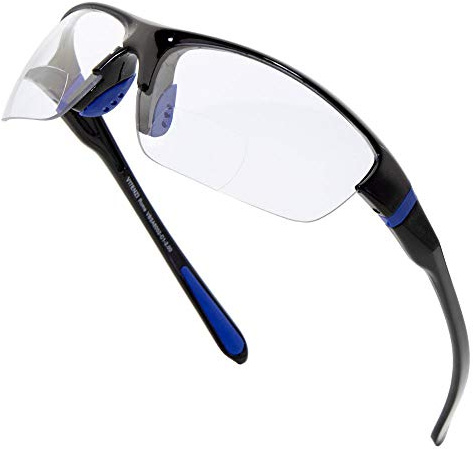 VITENZI - Bifokale Sicherheitsbrille mit Sport-Surroundlesern mit Sicherheitserhöhung zum Lesen, Schutzbrille Roma, Schwarz 2,50