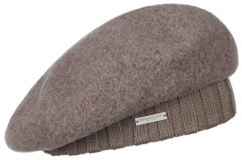 Seeberger Wollfilz Baske mit Strickbund Wollbaske Filzbaske Damenbaske Baskenmütze (One Size - Taupe)