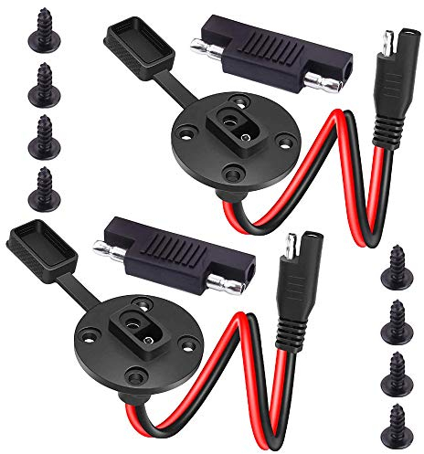 GTIWUNG 2Pcs SAE Power Câble de Rallonge Automobile pour Câble d'alimentation Solaire Câble SAE, SAE Câble Chargeur Adapteur Connexion avec Capuchon de Protection, y Compris 8 Vis(12AWG 33.5cm)