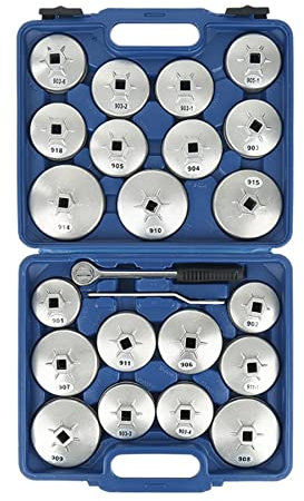 JEOBEST Kit Coiffes Filtre à Huile 23 pcs, Ensemble de clés à filtre à huile Clé pour retrait Outil de garage,Clés à filtre à huile,Bouchons de Filtre à Huile Clés Set Adaptateur pour Accessoires Auto