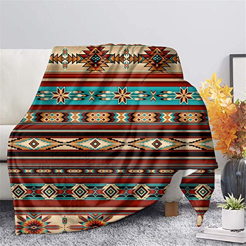 CLOHOMIN Southwest Style Flanell-Überwurfdecke, Mandala, Boho, geometrisches Muster, leichte, warme Decke für Bett, Couch, Auto
