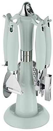 Morphy Richards Dune 976041 4 Piece Gadget Set with Carousel Stand, Sage Green, Stainless Steel