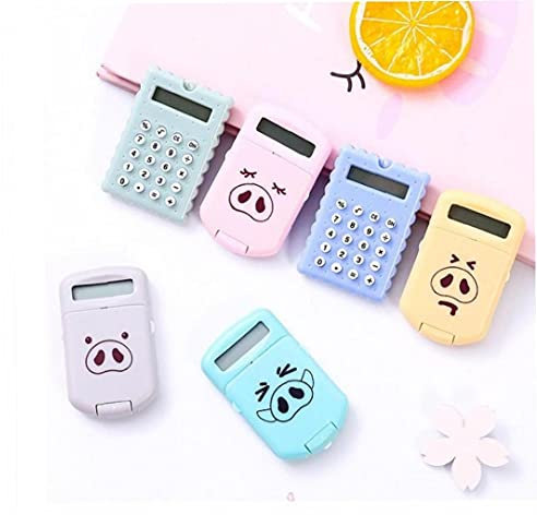 Froiny Mini Calculatrice De Poche Taille Cartoon Bouton Ultra-Mince Batterie Calculatrice Creative Portable pour L'école des Élèves (Style Aléatoire)
