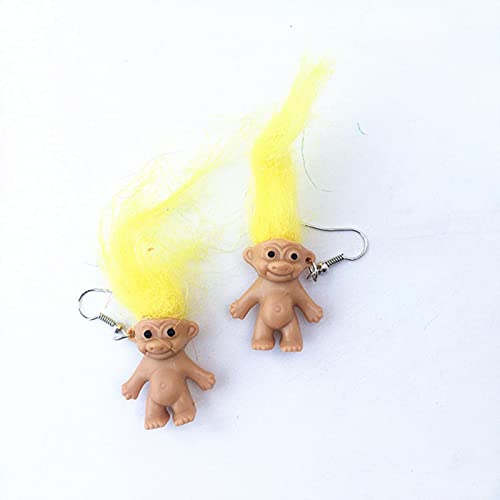 LCUK Troll Doll Earhook Retro Nostalgisch Niedliche Hässliche Puppe Ohrring Mehrfarbiger Hip Hop Übertreiben Haar Seltsam Baby Kreativer Schmuck