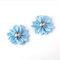 20 Stücke 4cm Strass Künstliche Satinband Blumen Blütenköpfe Blumenköpfe Kunstblumen Seidenblumen Applikationen für DIY Basteln Stirnband Haarschleifen Scrapbooking Hochzeit Party Home Deko,Blau